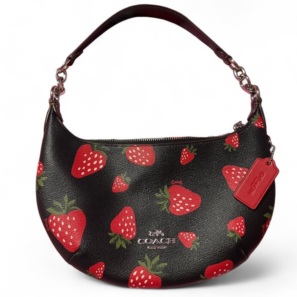 Coach Black Bag with Red Strawberry Design